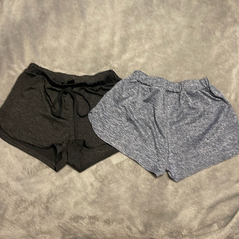 SHEIN XS (1) black and (1) grey track shorts. Sold as pair.